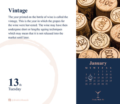 Drink with Me, Wine Wisdom – 2026 Desk Calendar