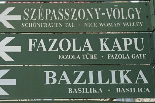 Sign for the famous Nice Woman Valley in Eger (Hungary)